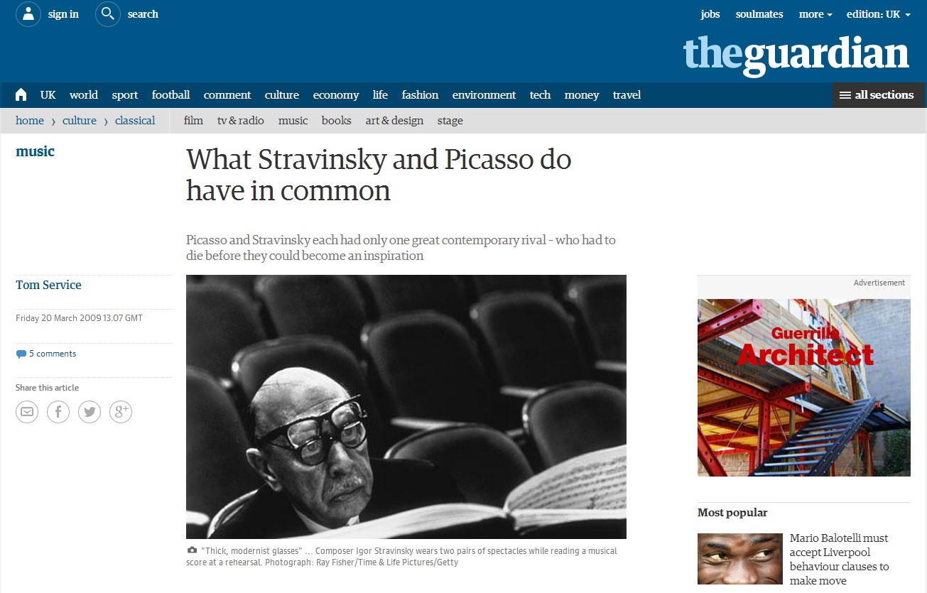【The Guardian】ストラヴィンスキーとピカソの共通点